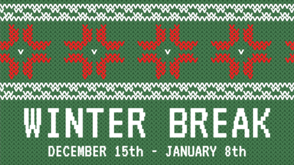 digital display to show an ugly sweater style winter break announcement